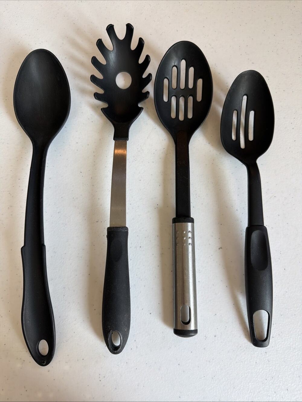 kitchen lot 4 Pc Black Nylon Plastic Utensils Spatula Spoons Ladle pasta slotted